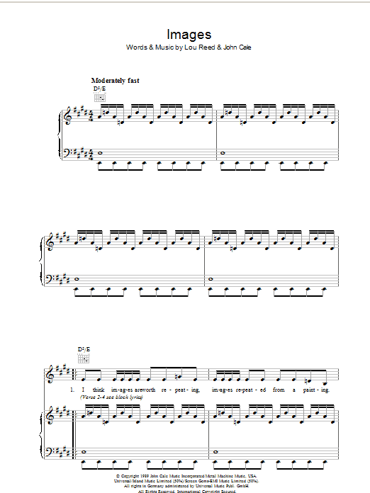 Images (Piano, Vocal & Guitar Chords) von Lou Reed