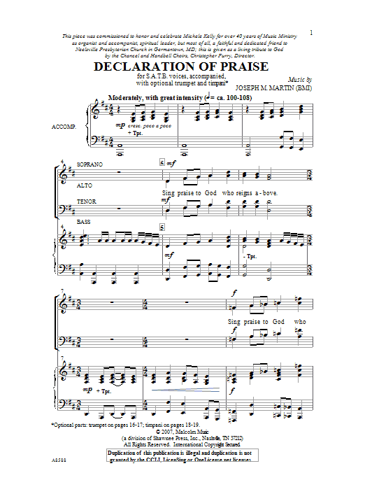 Declaration Of Praise (SATB Choir) von Joseph M. Martin