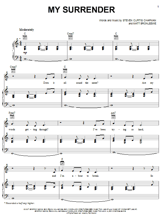 My Surrender (Piano, Vocal & Guitar Chords (Right-Hand Melody)) von Steven Curtis Chapman