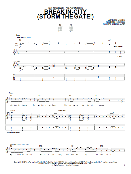 Break In-City (Storm The Gate!) (Guitar Tab) von Tenacious D