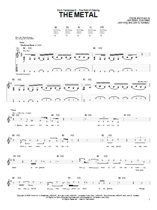 The Metal (Guitar Tab) von Tenacious D