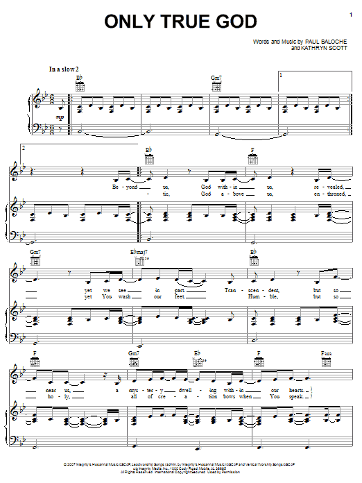 Only True God (Piano, Vocal & Guitar Chords (Right-Hand Melody)) von Paul Baloche