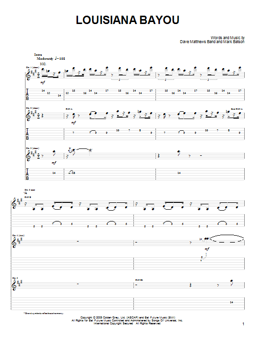 Louisiana Bayou (Guitar Tab) von Dave Matthews Band