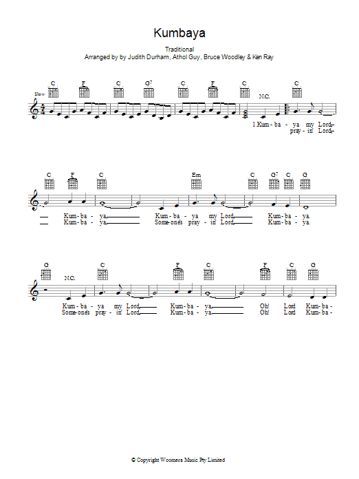 Kumbaya (Lead Sheet / Fake Book) von The Seekers