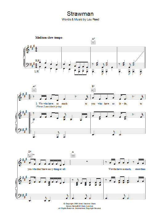 Strawman (Piano, Vocal & Guitar Chords) von Lou Reed