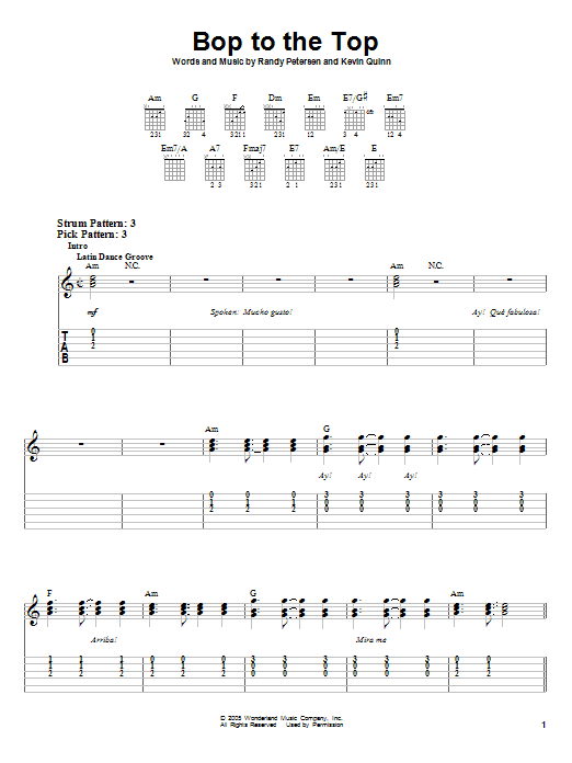 Bop To The Top (from High School Musical) (Easy Guitar Tab) von Ashley Tisdale and Lucas Grabeel
