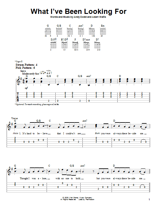 What I've Been Looking For (Easy Guitar Tab) von High School Musical