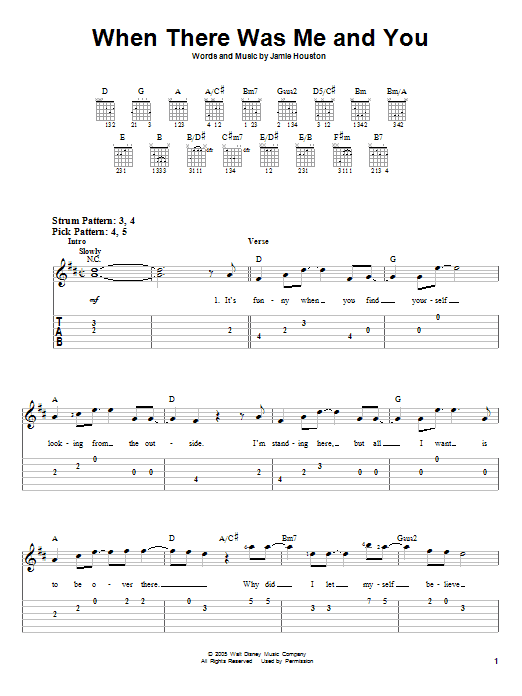 When There Was Me And You (Easy Guitar Tab) von High School Musical