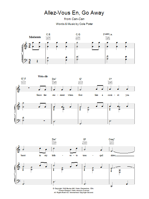 Allez-Vous En, Go Away (Piano, Vocal & Guitar Chords) von Cole Porter