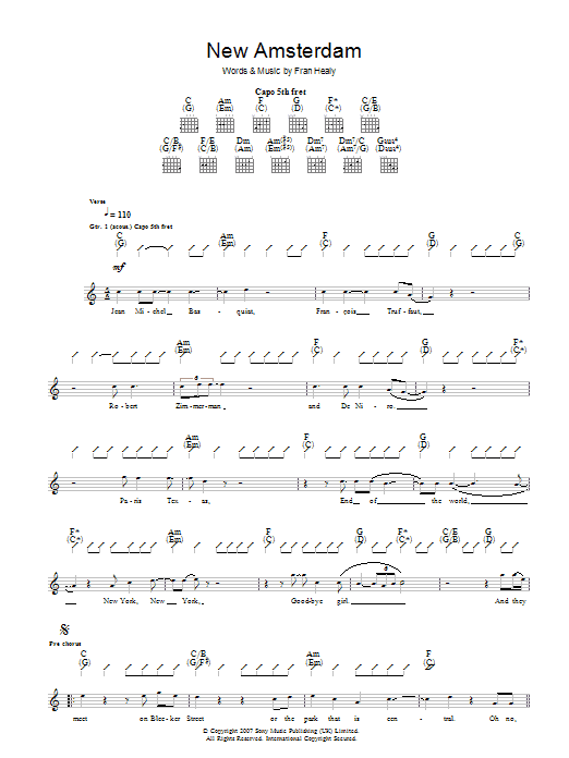 New Amsterdam (Guitar Tab) von Travis