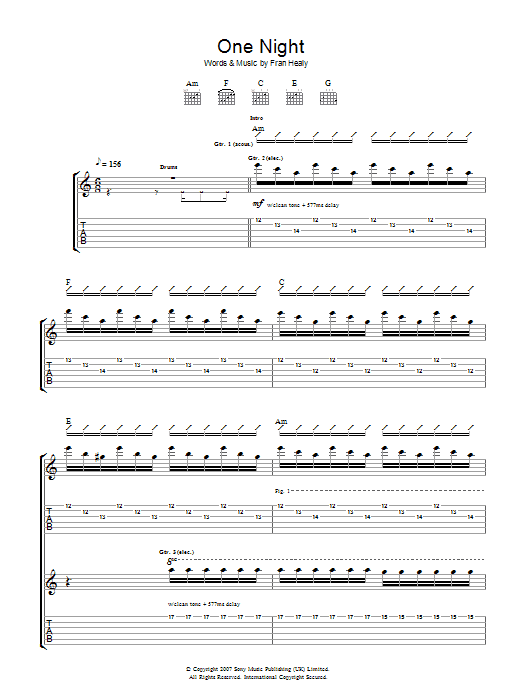 One Night (Guitar Tab) von Travis