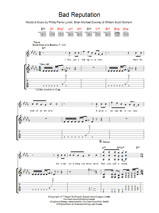 Bad Reputation (Guitar Tab) von Thin Lizzy