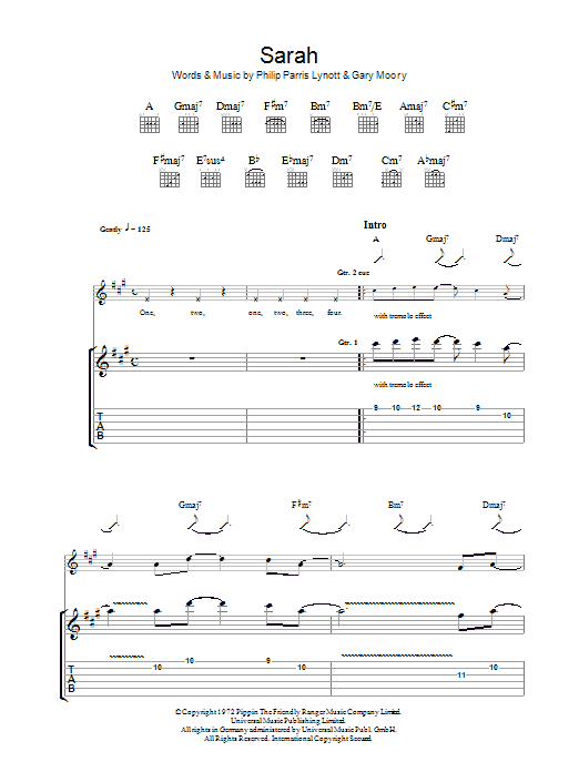 Sarah (Guitar Tab) von Thin Lizzy