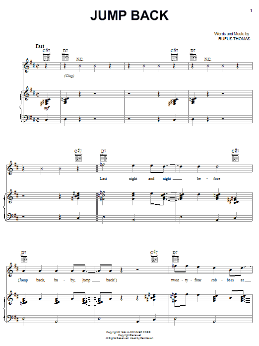 Jump Back (Piano, Vocal & Guitar Chords (Right-Hand Melody)) von Rufus Thomas