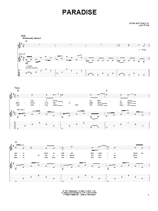 Paradise (Guitar Tab) von John Denver