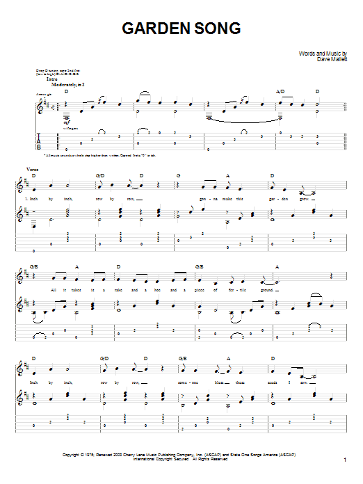 Garden Song (Guitar Tab) von John Denver