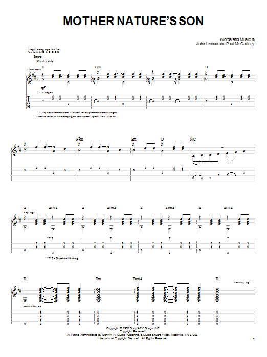 Mother Nature's Son (Guitar Tab) von John Denver