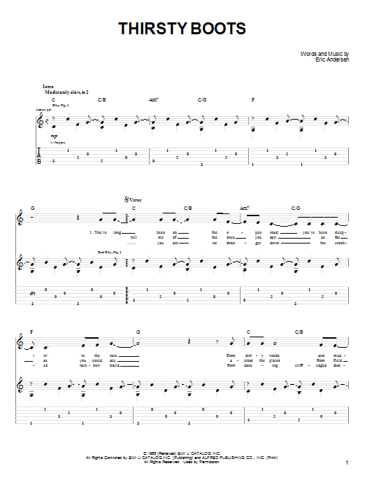 Thirsty Boots (Guitar Tab) von John Denver