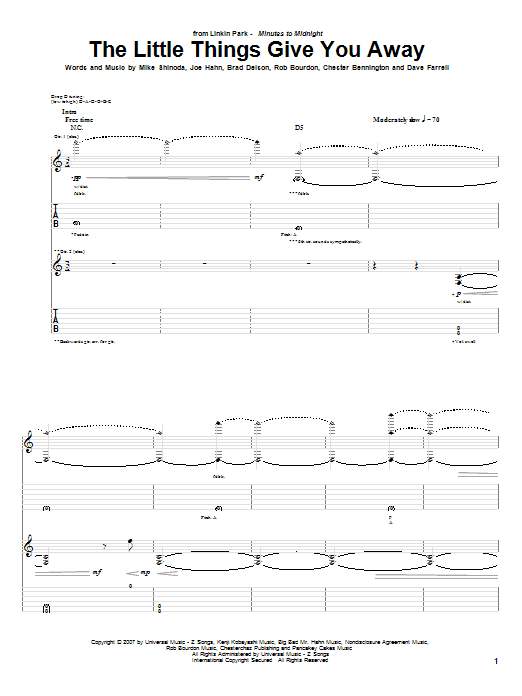 The Little Things Give You Away (Guitar Tab) von Linkin Park