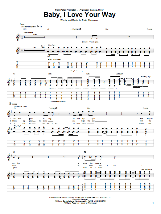 Baby, I Love Your Way (Guitar Tab) von Peter Frampton