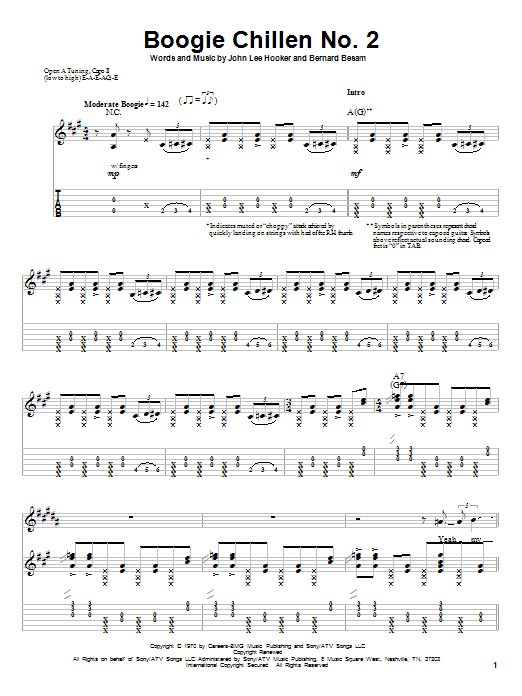 Boogie Chillen No. 2 (Guitar Tab (Single Guitar)) von John Lee Hooker