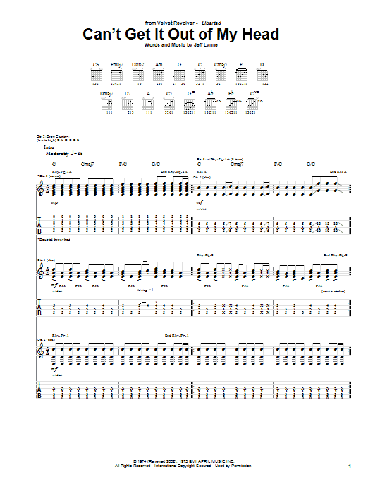 Can't Get It Out Of My Head (Guitar Tab) von Velvet Revolver