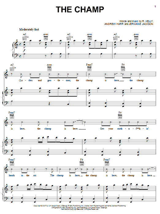 The Champ (Piano, Vocal & Guitar Chords (Right-Hand Melody)) von R Kelly