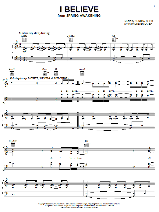 I Believe (Piano, Vocal & Guitar Chords (Right-Hand Melody)) von Duncan Sheik