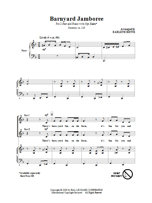 Barnyard Jamboree (2-Part Choir) von Earlene Rentz