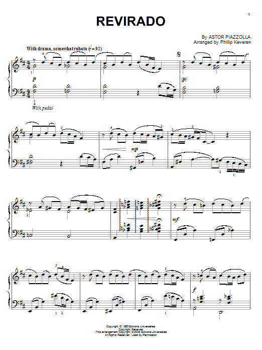 Revirado (arr. Phillip Keveren) (Piano Solo) von Astor Piazzolla