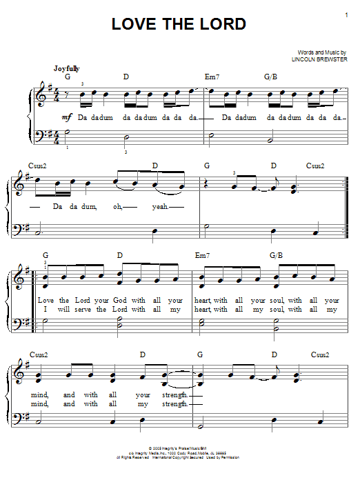 Love The Lord (Easy Piano) von Lincoln Brewster