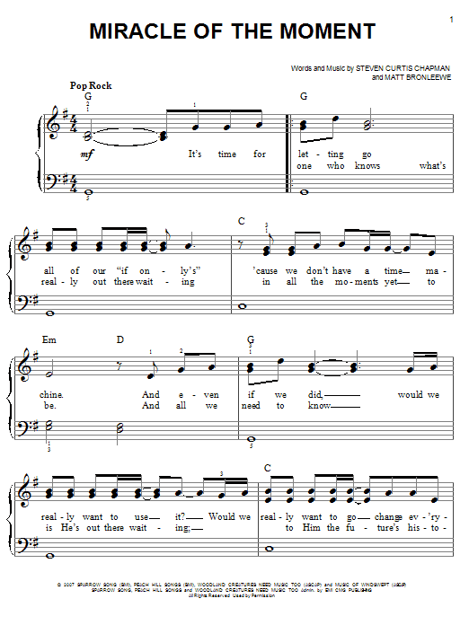 Miracle Of The Moment (Easy Piano) von Steven Curtis Chapman