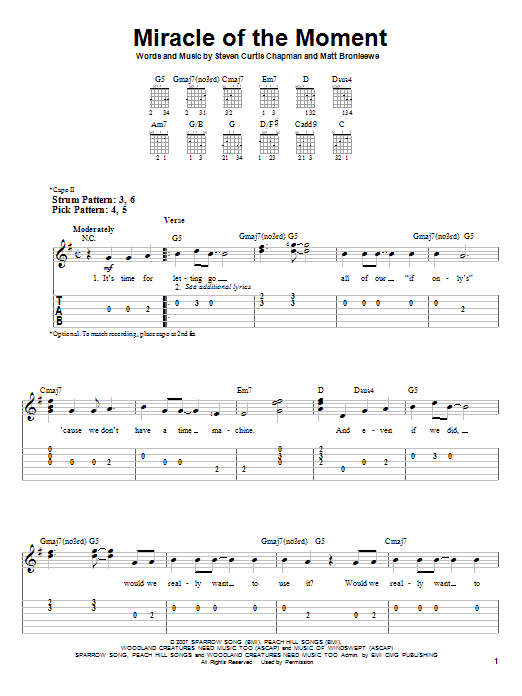 Miracle Of The Moment (Easy Guitar Tab) von Steven Curtis Chapman