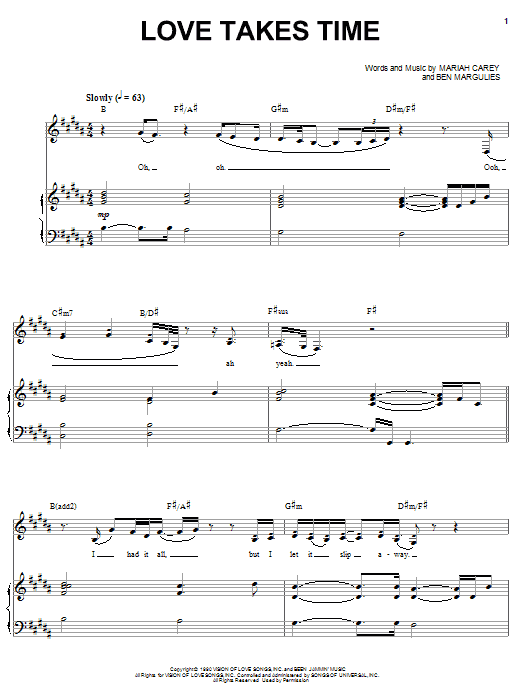 Love Takes Time (Piano, Vocal & Guitar Chords (Right-Hand Melody)) von Mariah Carey