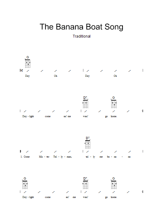 The Banana Boat Song (Day-O) (Ukulele Chords/Lyrics) von Jamaican Work Song