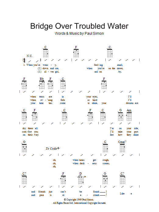 Bridge Over Troubled Water (Ukulele Chords/Lyrics) von Simon & Garfunkel