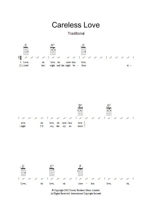 Careless Love (Ukulele Chords/Lyrics) von Traditional