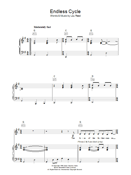 Endless Cycle (Piano, Vocal & Guitar Chords) von Lou Reed