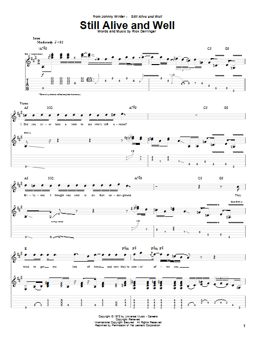 Still Alive And Well (Guitar Tab) von Johnny Winter