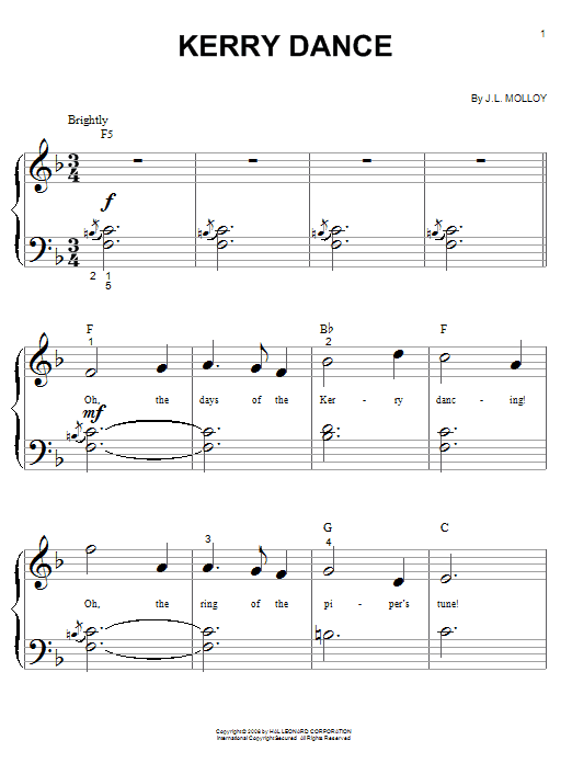 Kerry Dance (Big Note Piano) von James L. Molloy