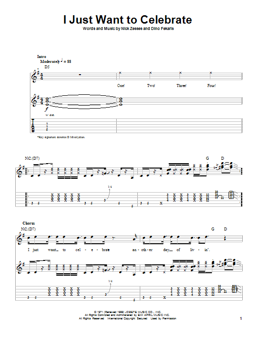 I Just Want To Celebrate (Guitar Tab (Single Guitar)) von Rare Earth
