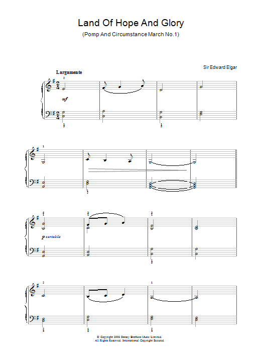 Land Of Hope And Glory (Easy Piano) von Edward Elgar