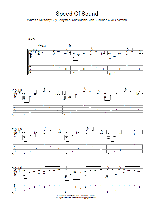 Speed Of Sound (Guitar Tab) von Coldplay