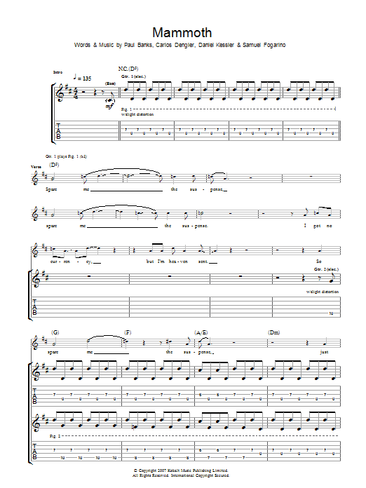 Mammoth (Guitar Tab) von Interpol