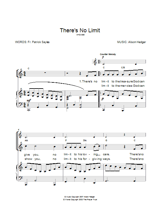 There's No Limit (Piano, Vocal & Guitar Chords) von Alison Hedger