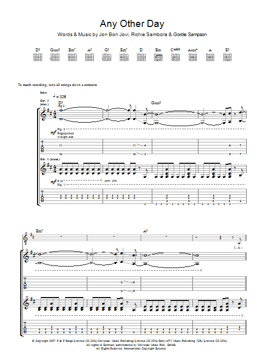 Any Other Day (Guitar Tab) von Bon Jovi