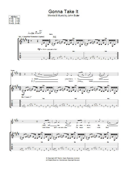 Gonna Take It (Guitar Tab) von John Butler