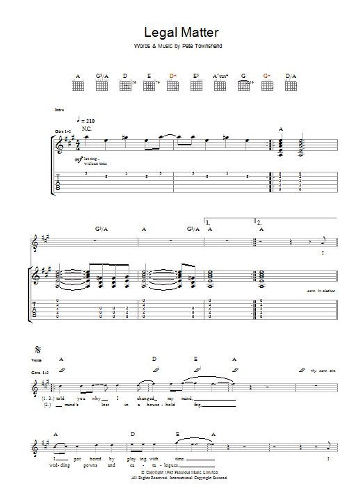 Legal Matter (Guitar Tab) von The Who