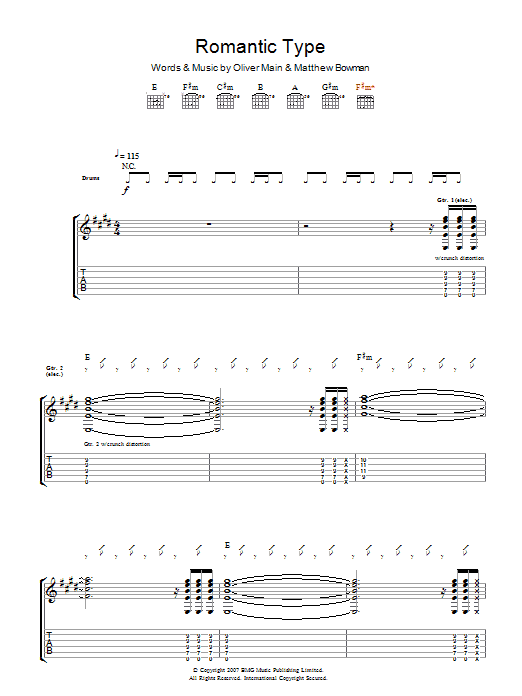 Romantic Type (Guitar Tab) von The Pigeon Detectives