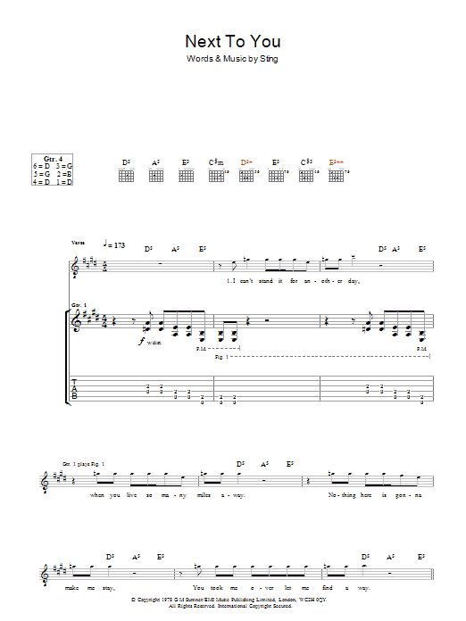 Next To You (Guitar Tab) von The Police